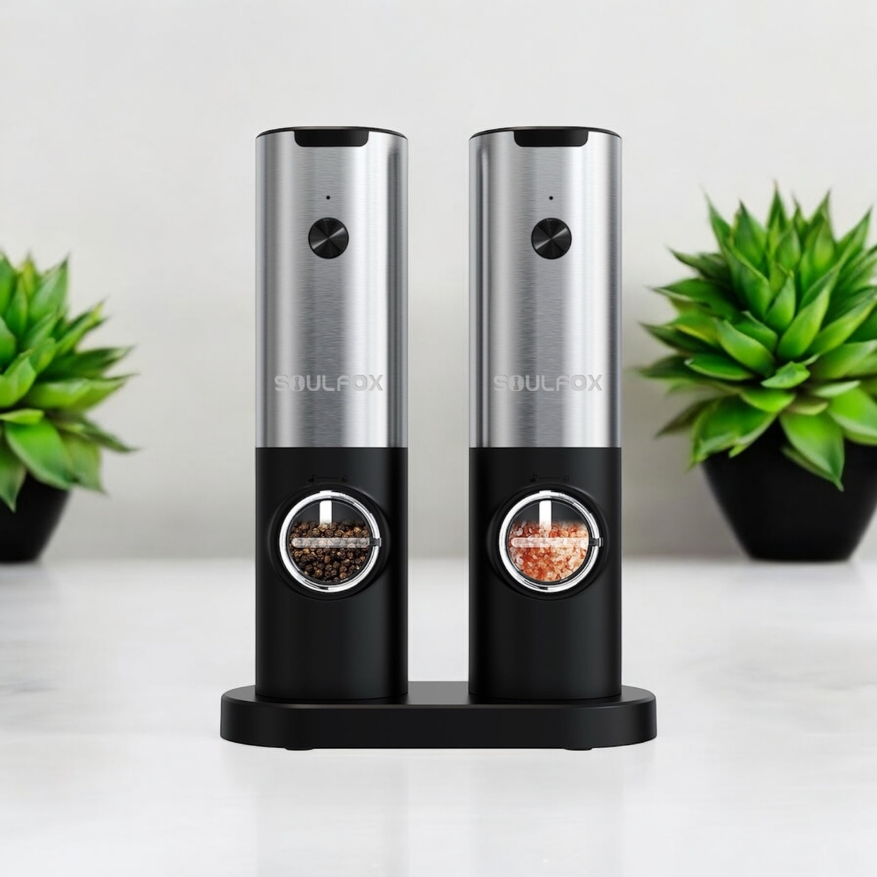 Млинниця для спецій електрична SOULFOX Steel (на акумуляторі, регульований помел)комплект