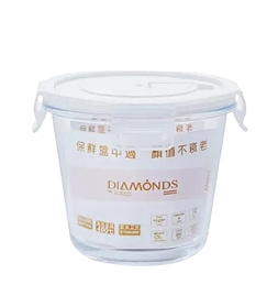 Скляний судок 700 мл Helios круглий високий з кришкою для зберігання BXW-205