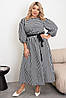 Простора бавовняна довга сукня з пишними рукавами та пояском, виріз на спинці, батал великі розміри, фото 4