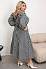 Простора бавовняна довга сукня з пишними рукавами та пояском, виріз на спинці, батал великі розміри, фото 10