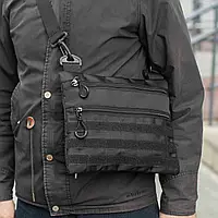 Тактическая сумка мессенджер через плечо Slim META Black барсетка черная тканевая