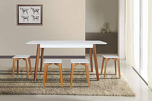 Стіл Сінгл (130+30)/80 ніжки горіх/столешня біла