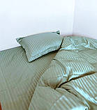 Двоспальний комплект постільної білизни Сатин-страйп ментоловий колір олівковий, фото 5