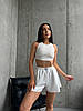 Молочний жіночий літній практичний костюм-двійка: трикотажні шорти оверсайз і топ в рубчик, фото 10