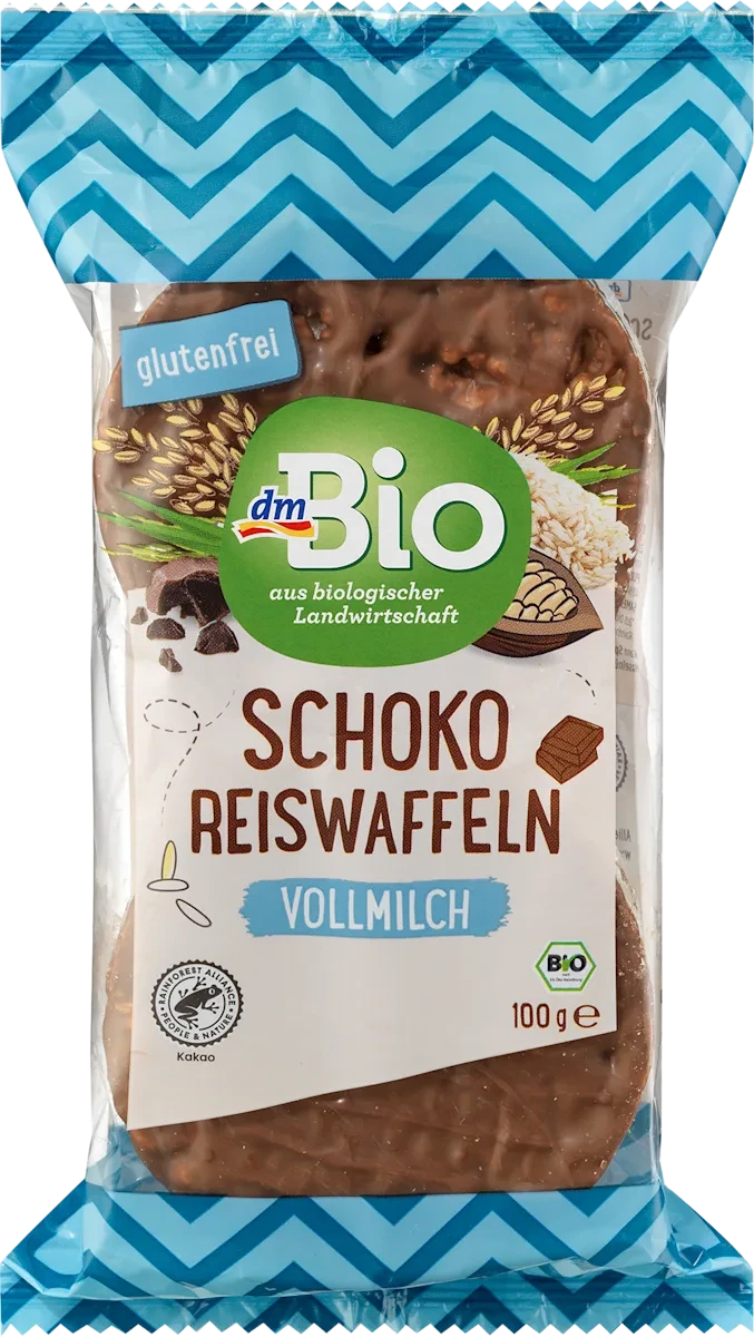 Органічні рисові хлібці з шоколадом, без глютена dm Bio Reiswaffeln, 100 гр
