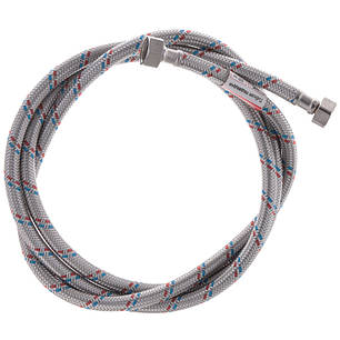 Гнучкий шланг для підключення води Гайка 1/2 - Гайка 1/2 (200 см) Нержавійка, фото 1