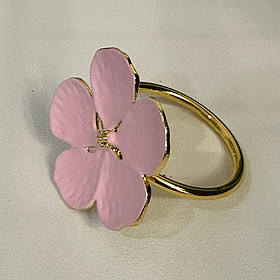 Металеве кільце для серветок Квітка, D4.3*4см, колір - рожевий із золотом  (набір 6 шт)