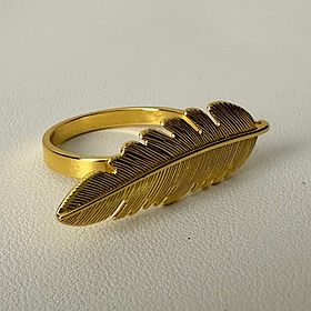 Металеве кільце для серветок Перо, D5.7*1.9см, колір - золото (набір 6 шт)