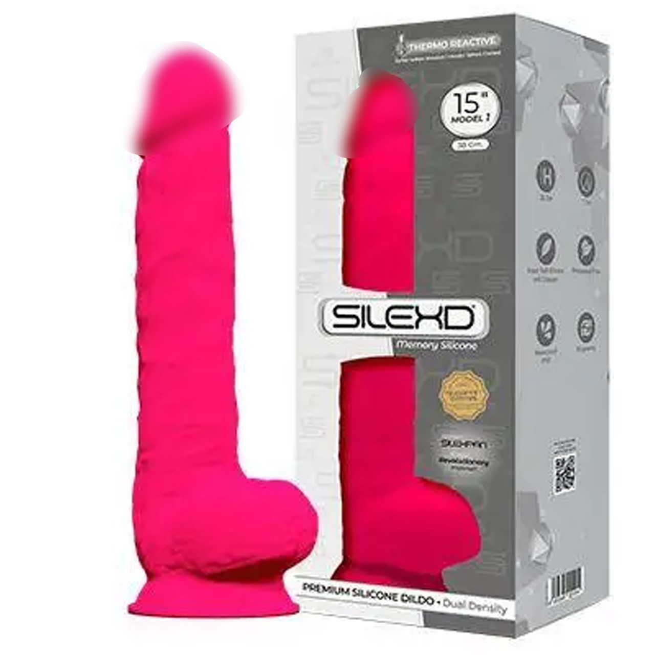 Фалоїмітатор SilexD Kingston Pink (MODEL 15in), двошаровий, силікон + Silexpan, діаметр 7 см