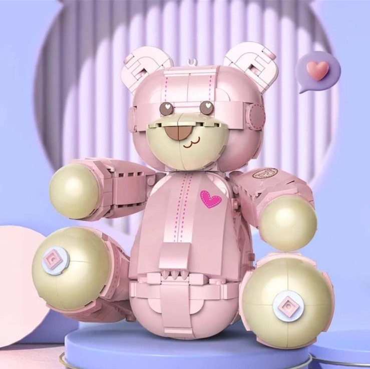 Набір 3D Конструктор JAKI Teddy Bear Великий Рожевий Ведмедик 730 деталей (01357)