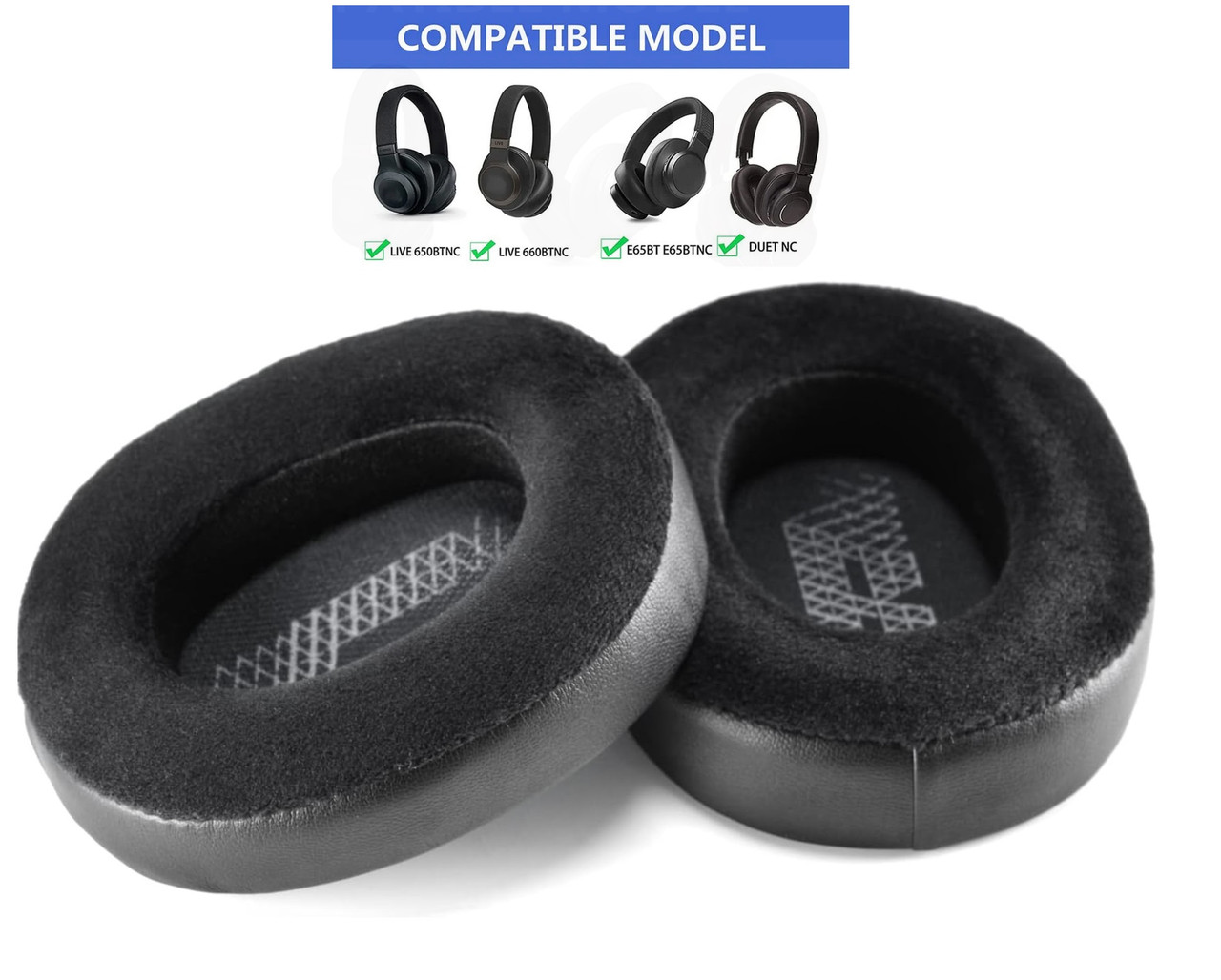 Амбушури JBL E65BTNC JBL LIVE 650 BTNC JBL LIVE 660 NC LIVE650BTNC LIVE660 Duet NC Комбіновані оксамит, фото 1