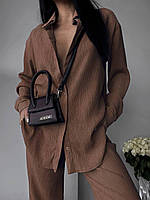 Женский базовый летний костюм двойка: рубашка и штаны нейлон жатка 42-44,46-48