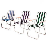 Крісло туристичне складане металевий каркас + тканина до 100 кг стілець зі спинкою складаною для пікніка смуг