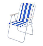 Крісло туристичне складане металевий каркас + тканина до 100 кг стілець зі спинкою складаною для пікніка смуг, фото 4