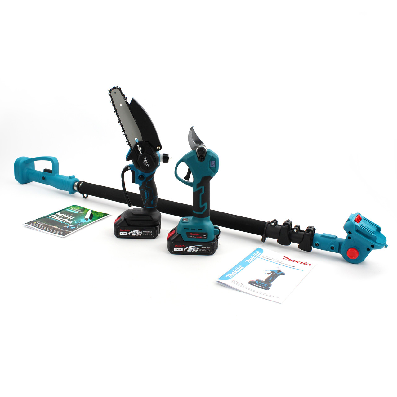 Набір 3в1 АКБ Makita 24V (Пила DUC155HN + Секатор DUP270 Digital+ Телескопічна штанга 2.6 м)