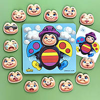 Пазл вкладиш з картками дерево Сонечко емоції та кольори Ubee 18*17*6см (ПСД276), фото 8