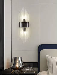 Привабливий настінний світильник на дві лампи, чорний хром