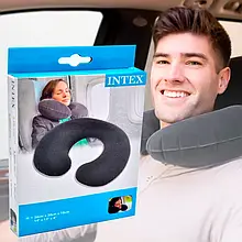 Надувна флокована подушка-підголовник для поїздок INTEX 68675
