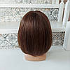 Перука з натурального волосся каре з чубчиком і проділом шоколадно-мідний ERIN mono 10"- P4/30, фото 3
