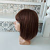 Перука з натурального волосся каре з чубчиком і проділом шоколадно-мідний ERIN mono 10"- P4/30, фото 4