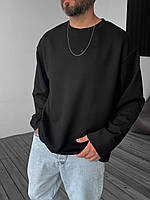 Лонгслив мужской Over весенний осенний кофта оверсайз повседневная черная