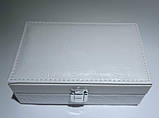Скринька для прикрас біла шкіряна з дзеркалом, фото 3