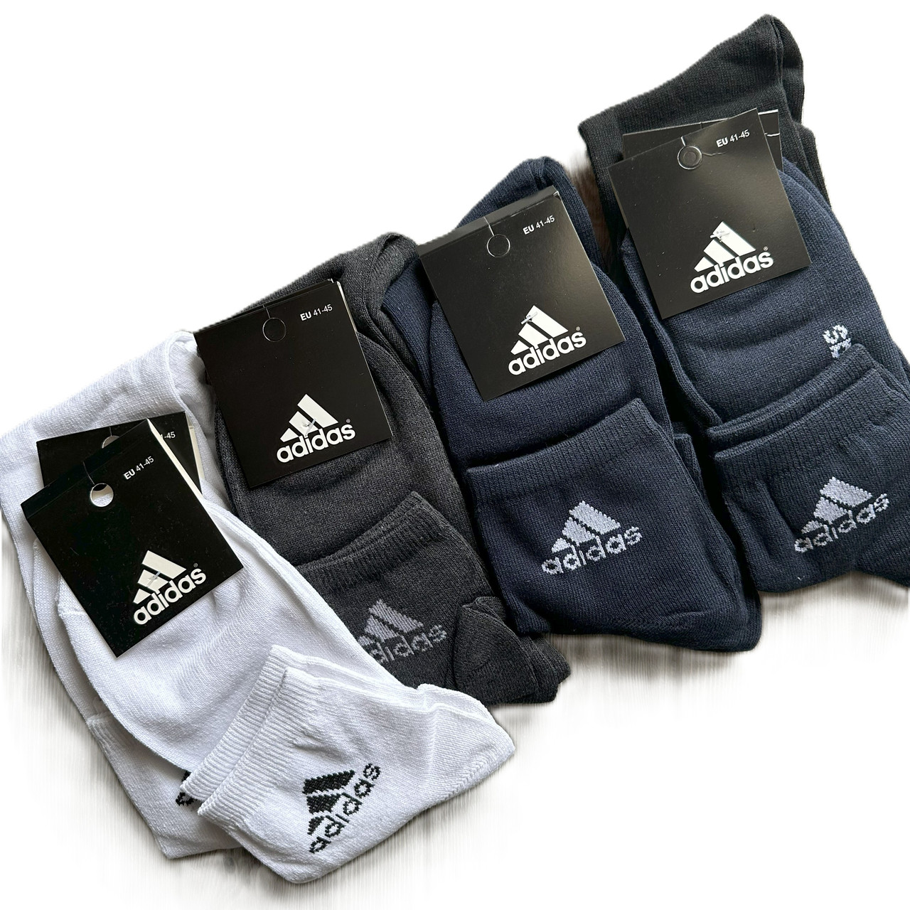 Чоловічі шкарпетки Adidas (41-45) – комплект 12 пар, Туреччина, бавовна, фото 1