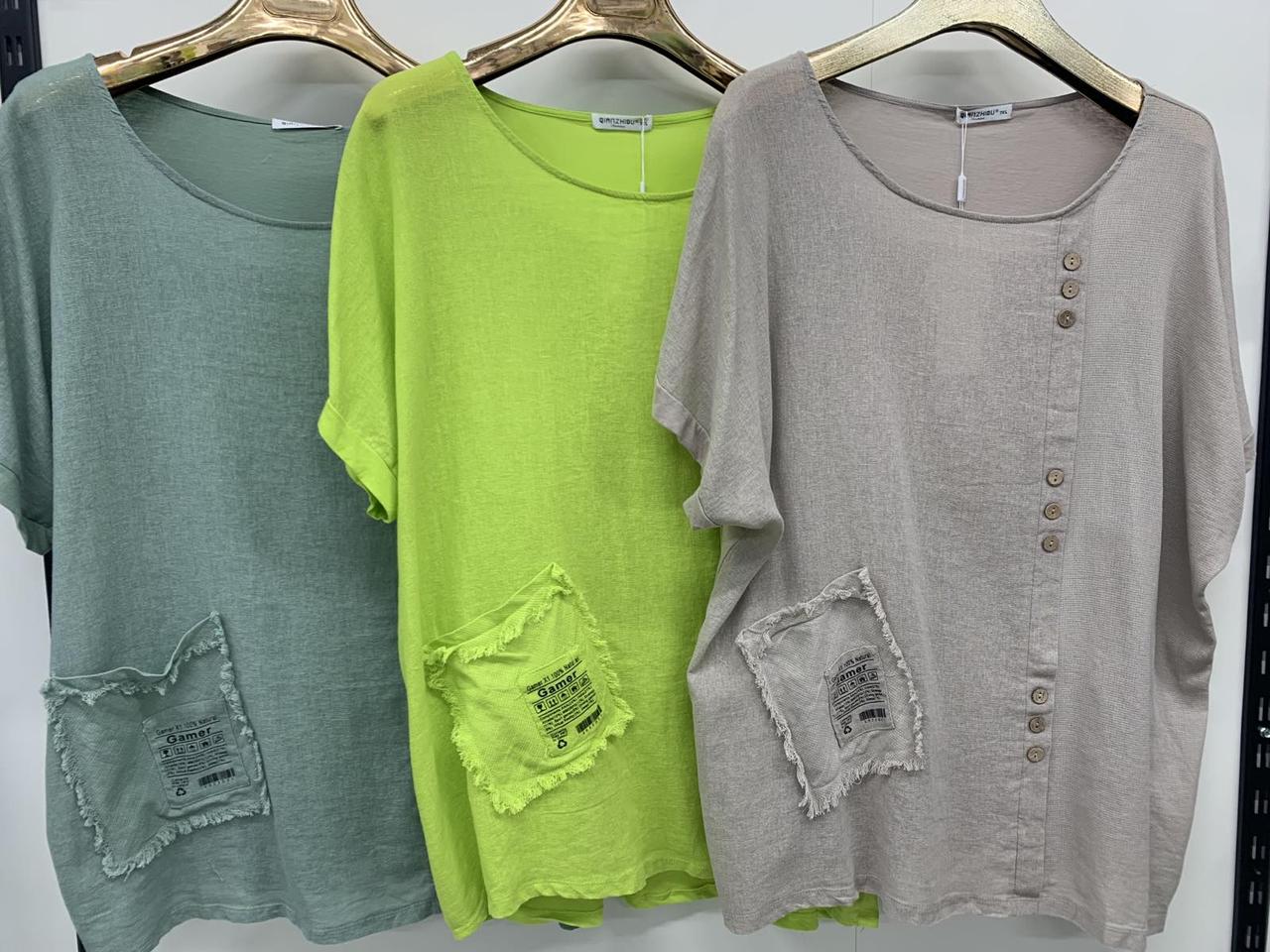 Жіноча футболка з асиметричною застібкою, супербатал 7XL — 10XL оптом