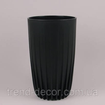 Горщик пластмасовий із вкладом MIRA ECO RECYCLED високий чорний 25 см., фото 1