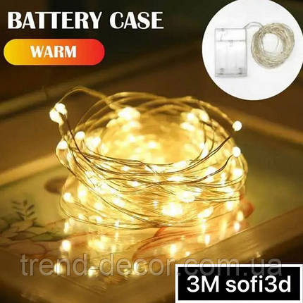 Гірлянда LED тепле світло 30 світлодіодів 3 м. 42211, фото 1