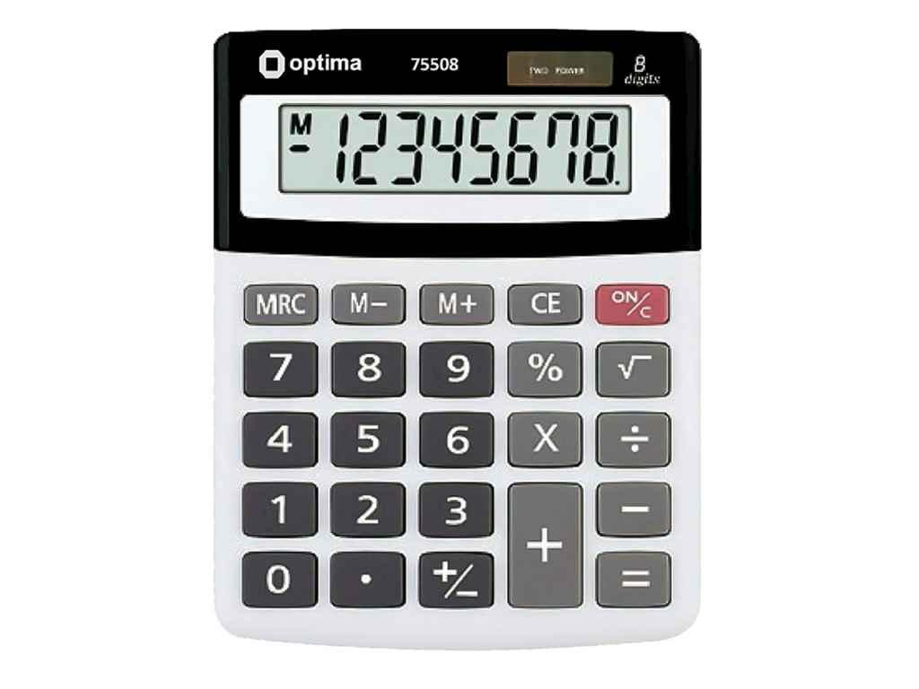 Калькулятор настільний Optima, 8 розрядів, розмір 134*107*34 мм O75508 ТМ OPTIMA, фото 1