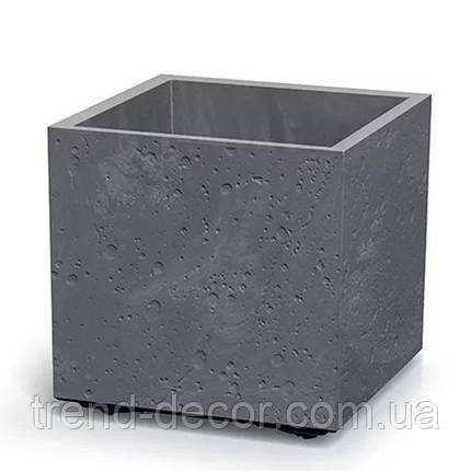 Горщик пластмасовий на роликах Sierra Square Beton Effect оливо 38.5х38.5см., фото 1