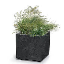 Горщик пластмасовий на роликах Sierra Square Beton Effect оливо 38.5х38.5см., фото 6