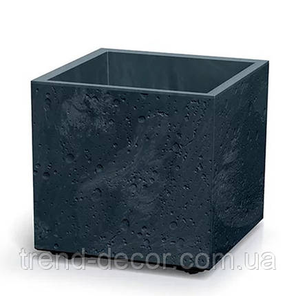Горщик пластмасовий на роликах Sierra Square Beton Effect антрацитовий 29х29см., фото 1