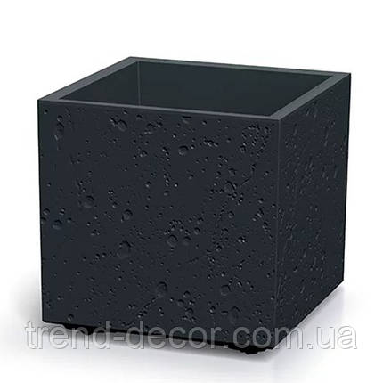 Горщик пластмасовий на роликах Sierra Square Beton Effect чорний бетон 38.5х38.5см., фото 1