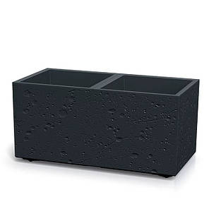 Горщик пластмасовий на роликах Sierra Case Beton Effect чорний бетон 58 см., фото 1