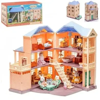 Ігровий будиночок Happy Family 1808 з меблями та фігурками білих зайчиків