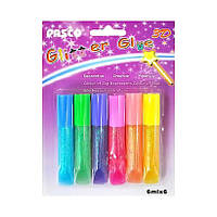 Клей з блискітками (6 кольорів неон по 6мл) Pasco F-003-1