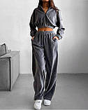 Костюм жіночий спортивний з велюру трійка у кольорах (Норма), фото 4
