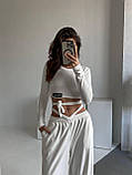 Жіночий спортивний велюровий костюм топ і штани палаццо (Норма), фото 2