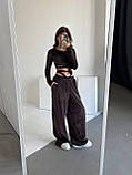 Жіночий спортивний велюровий костюм топ і штани палаццо (Норма), фото 4