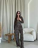 Жіночий спортивний костюм трійка з велюру у леопардовому принті (Норма), фото 4