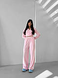 Жіночий трендовий спортивний костюм з велюру кофта на молнії і широкі штани (Норма) (Норма), фото 5