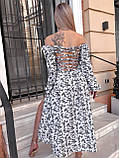 Сукня жіноча стильна у квітковий принт і шнуровкою на спинці (Норма), фото 4