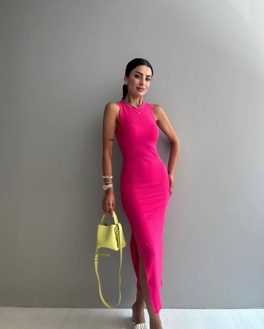 Сукня жіноча літня у рубчик із розрізом на нозі (Норма), фото 1