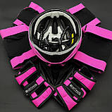 Якісний комплект захисту, шолом жовтогарячий + чорні наколінники, налокітники, рукавички, фото 4