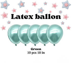 Повітряні кулі хромовані Колір зелений greed розмір 10 дюймів паковання 10 штук