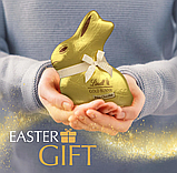 Шоколадний кролик Lindt White Chocolate Gold Bunny 100г, фото 6