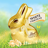 Шоколадний кролик Lindt White Chocolate Gold Bunny 100г, фото 2