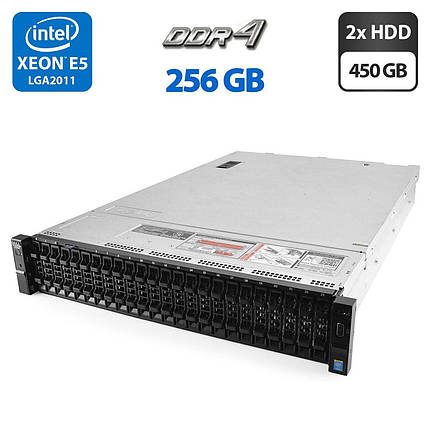 Сервер Dell PowerEdge R730xd 24SFF 2U Rack / 2x Intel Xeon E5-2697 v4 (18 (36) ядер по 2.3 - 3.6 GHz) / 256 GB DDR4 / 2x 450 GB, фото 1